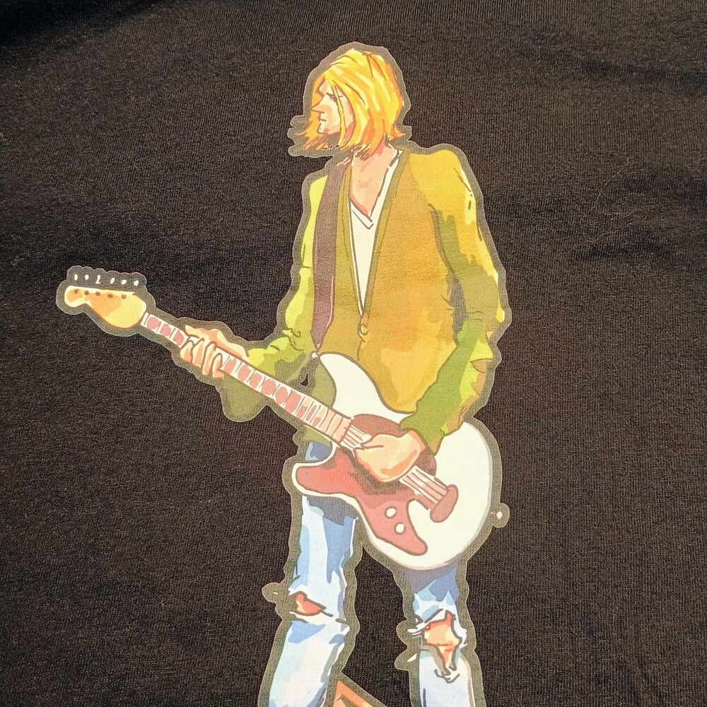 NWT The Grunge Guy Kurt Cobain Unisex Black Short Sleeve T-Shirt Large - Picture 3 of 10